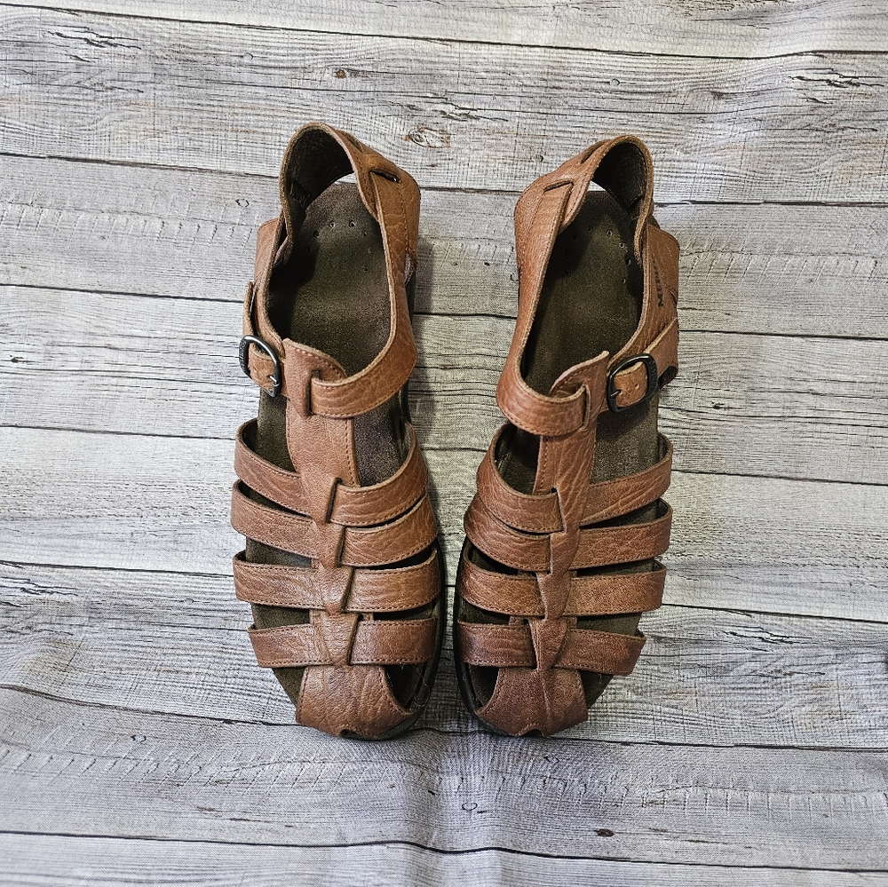 Mephisto Brown Leather Strappy Comfort Sandals - Picture 7 of 12